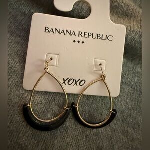 Banana Republic Gold and Black Hoop Earrings